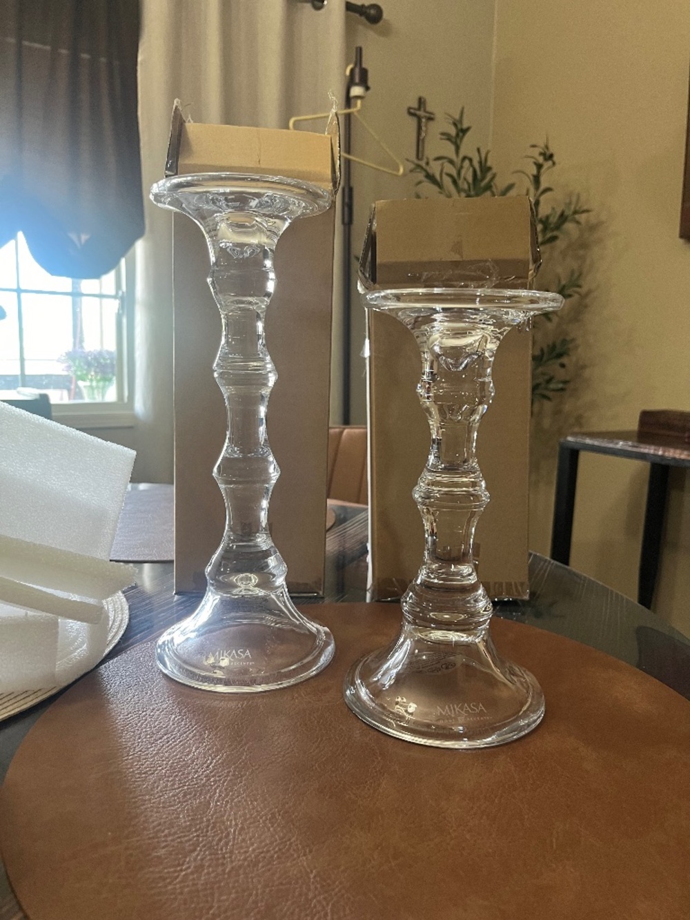 Mikasa 2 glass candle holders